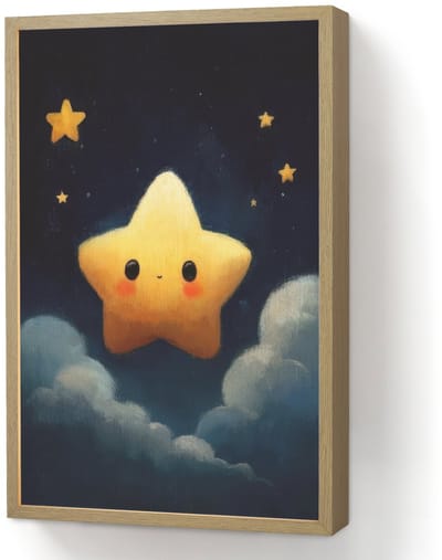 Wandlamp 40x60 cm - Oplaadbaar - Ster - Gezichtje - Nacht - Wolken - Wandlampen binnen woonkamer - Slaapkamer lamp - Decoratieve nachtlamp - Vloerlamp draadloos