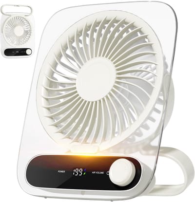 Elektrische ventilator - USB ventilator - draagbare accuventilator - compacte ventilator - mini ventilator - ultra-stil 180° vouwbaar - persoonlijke kleine ventilator - geschikt voor slaapkamer, kantoor, reizen, kamperen - Wit