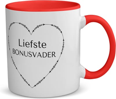 Akyol - liefste bonusvader koffiemok - theemok - rood - Papa - de liefste bonusvader - vader cadeautjes - vaderdag - verjaardag - geschenk - kado - vader artikelen - 350 ML inhoud