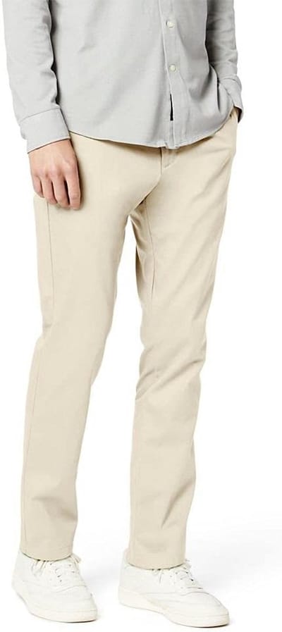 Heren Slim Fit Kaki Broek met Stretch en Kreukvrije Finish voor Vrije Tijd en Werk