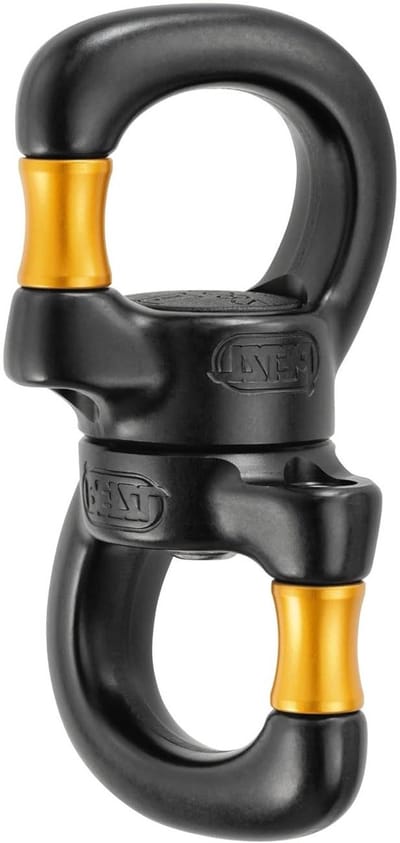 Open Gated Swivel - Draaibaar Verbindingsstuk - Touwen Voorkomen Draaien - Verzegelde Kogellagers - 125 cm Lengte - Geel Zwart