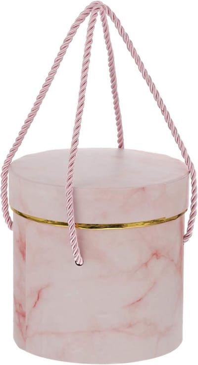 Ronde Bloemhouder met Bloemarrangement in Bloemistpapier voor Bruiloft en Feesten - Roze