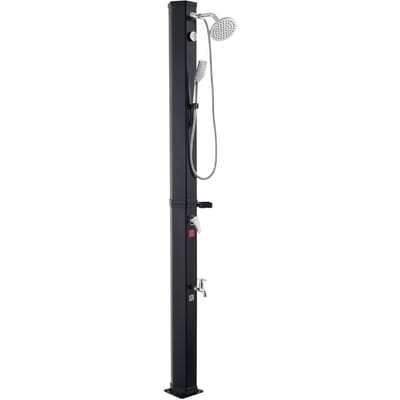 40L Zonne-verwarmde Douche, 205cm Douchekop Hoogte Buitendouche, met Handdouche & Voetkraan, Warm & Koud Water Regeling, Vrijstaand voor Achtertuin