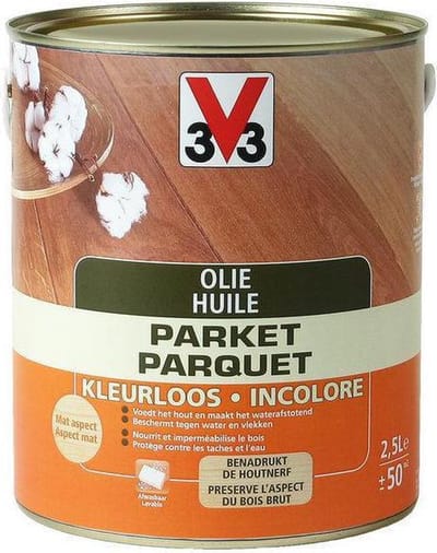 V33 Hardwaxolie Parket Transparant Mat 2,5l