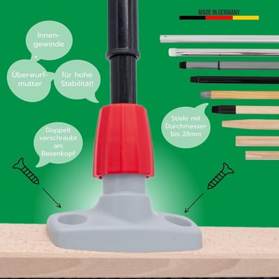 Paardenhaar bezem natuurhaar set 50 cm I Bezem handbezem en schep telescopische steel I Paardenhaar zwart I met uitschuifbare steel I Veegbezem huishoudbezem werkplaatsbezem