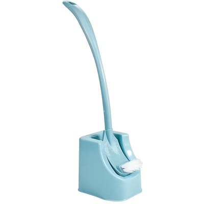 Brosse de toilette à long manche avec base, ensemble de toilettes sans angles morts, brosse de nettoyage sans perte de poils, brosse à fente pour toilettes white