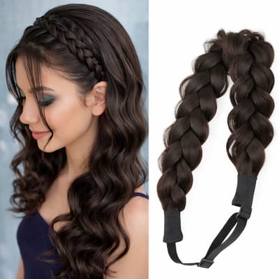 SassyGoods Haarband Dames Meisje Vlecht - Haarbanden - Diadeem - Vlechtband - Verstelbare Haarband – Donker Bruin