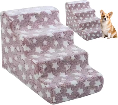 Huisdier Trappetje - Honden Opstapje - Huisdier Comfort - Hoge Dichtheid Schuim - 54x37x39 cm - Rood