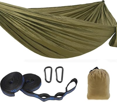 Kampeerhangmat - Buiten Schommel - Ontspannen Buiten - Lichtgewicht Draagbaar - 300x200 cm - Militaire Groen