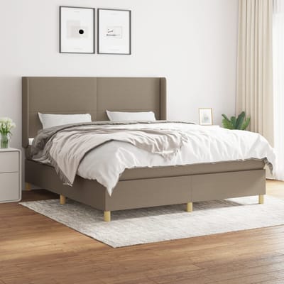 vidaXL - Boxspring - met - matras - stof - taupe - 160x200 - cm