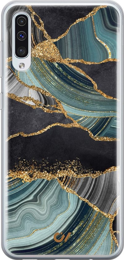 Hoesje geschikt voor Samsung Galaxy A50 - Marble Jade Stone - - Multi - Soft Case Telefoonhoesje - TPU Back Cover - Casevibes