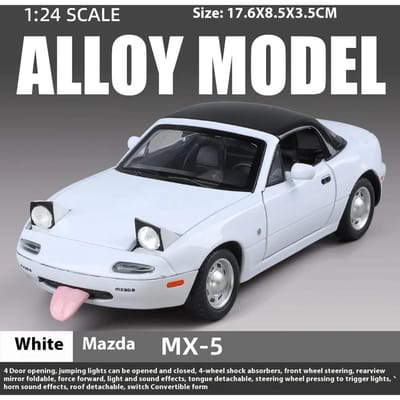 1:24 Mx-5 Miniatuur Legering Metaal Diecast Speelgoedauto Model Geluid & Licht Deuren Openbaar Verzameling Cadeau Voor Jongens C375