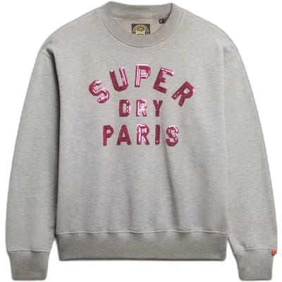 Superdry - Ruimvallend versierd Varsity sweatshirt met ronde hals - Dames - Truien