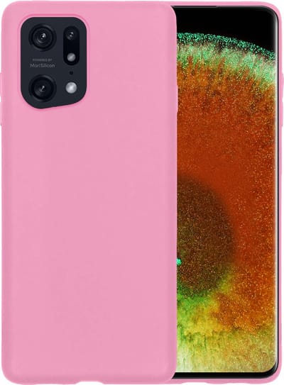 Hoesje - Geschikt voor OPPO Find X5 - Sterk & Shockproof - Hoes Cover - Siliconen Case - Telefoonhoesjes - Lichtroze