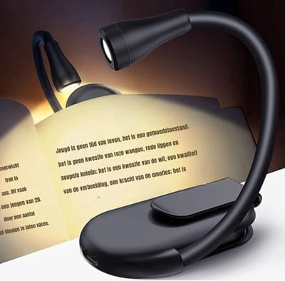 Thuys – Leeslampje Voor Boek – Klemlamp – Leeslampje – 25 x 25 x 25cm – Zwart