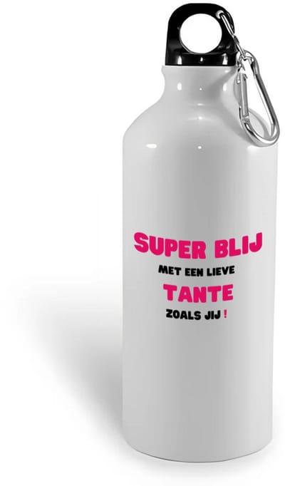 Hacebo® - super blij met een lieve tante zoals jij waterfles - Tante - de liefste tante - verjaardag - cadeautje voor tante - tante artikelen - kado - geschenk - water fles - 400ML