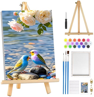 Cosensi- Schilderen op Nummer - 8 x 8 Inch Canvas met Frame - Ezel - Voor Kinderen/Volwassenen - Creatieve Hobby - Duidelijk Voorgedrukte Texturen - Schilderkit