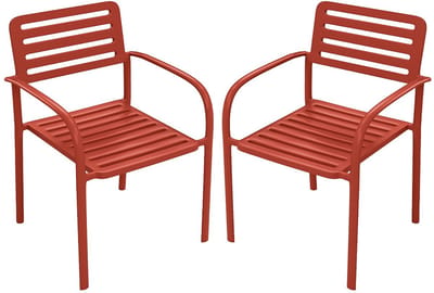 Vente-unique Set van 2 stapelbare tuinstoelen van metaal - Terracotta - NILY van MYLIA