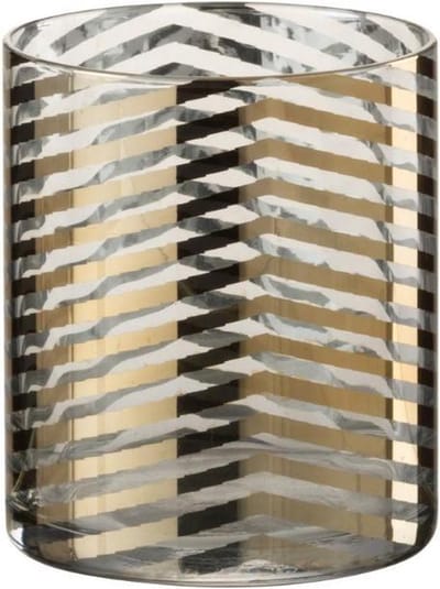 Windlicht Modern Goud Glas Gestreept 10 cm