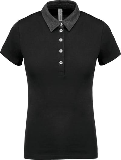 Kariban Tweekleurige damespolo jersey K261 - Black / Dark Grey Heather - XXL