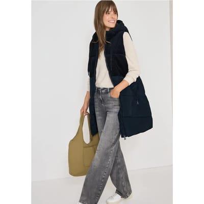 Corduroy mix puffer vest