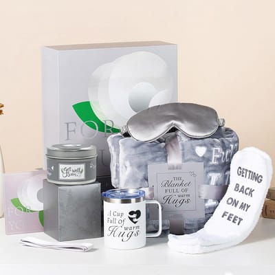 Luxe Wellness Geschenken Set voor Mannen en Vrouwen - Inclusief Warme Deken en Lavendel Kaars
