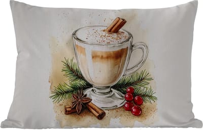 Buitenkussens - Tuin - Winter - Koffie - Warm - Decoratie - 50x30 cm