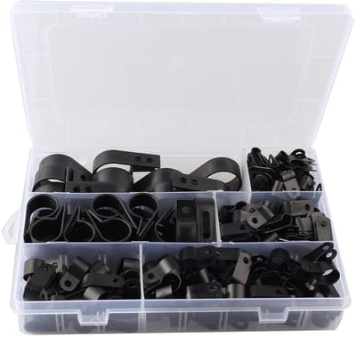 Allecto - Nylon P-Clips - 200 Stuks - Kabelbeugels voor Kabels en Draad - Diverse Maten - Sterke bevestiging - Geschikt voor kabelmanagement - Idea...