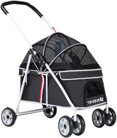 Huisdier Kinderwagen - Hond buggy - Veilig vervoer - Opvouwbaar ontwerp - Tot 20 kg - Zwart