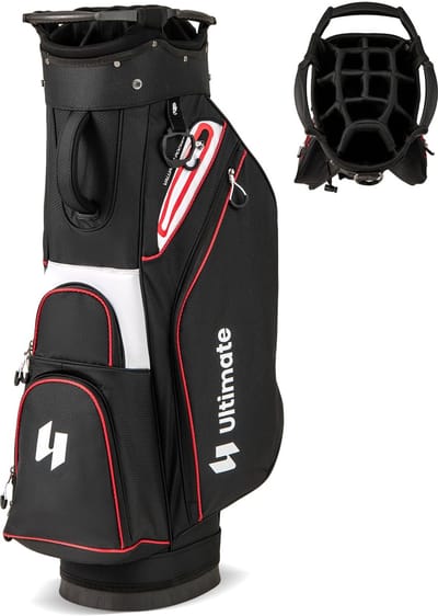 COSTWAY Golftas, lichte golftas met onderverdeling en draagriem, waterafstotende golftas met regenhoes, draagbare golftas voor heren en dames