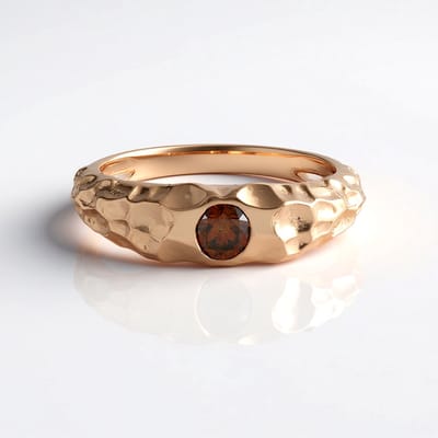 Cavill - 925 Sterling Zilveren Ring - Roségoud Verguld - 0,23 ct Rode Afrikaanse Diamant - Ronde Briljant Bezetting - Modern Elegante Sieraden