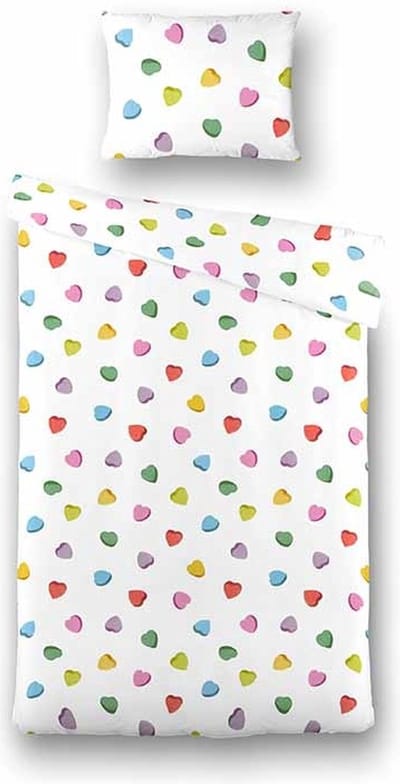 Dekbed-Discounter - Fresh and Co Kids Dekbedovertrek 140 x 200/220 cm - Verkoelend Polykatoen - Korte instopstrook - Wassen op 40 graden - Inclusief 1 kussensloop - Candy Hearts