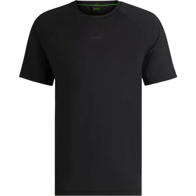 Boss Heren T-shirt met ton-sur-ton logo, ronde hals en raglanmouwen (Donkerblauw)