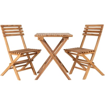 Cuenca café ingesteld set met tafel en 2 stoelen buitenshuis teak.