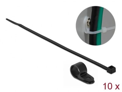 Tie-wraps met montageklem | 350 x 4,8mm | zwart | 10 stuks