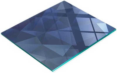 Stijlvol en duurzaam glazen bord met blauwe kristalprint, 60x52 cm