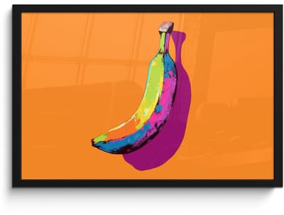 Poster in lijst - Fotolijst 60x40 cm - Posters - Felle kleuren - Banaan - popart - Posterlijst zwart - Decoratie - Wanddecoratie woonkamer - Muurdecoratie slaapkamer