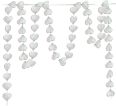 Hartjes Decoratie Valentijn Slinger Romantische Versiering Gender Reveal Versiering Geboorte Babyshower Zilver – 4 Meter