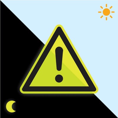 Extra lichtgevende algemene waarschuwingssticker - W001 100 mm