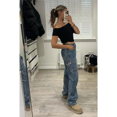 Schoudervrije Korte Mouwen Cropped Top