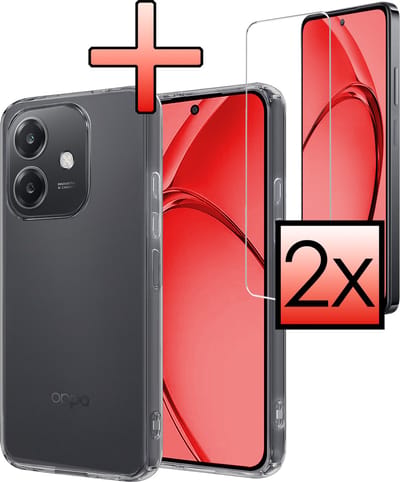 Hoesje - Met 2x Screenprotector - Geschikt voor OPPO A40 - Sterk & Shockproof - Back Cover - Siliconen Case - Telefoon Hoes - Transparant