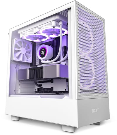 NZXT H5 FLOW White - Midtowermodel - Mini-ITX, Micro-ATX, ATX - geen voeding - SGCC Steel, Tempered Glass - Wit