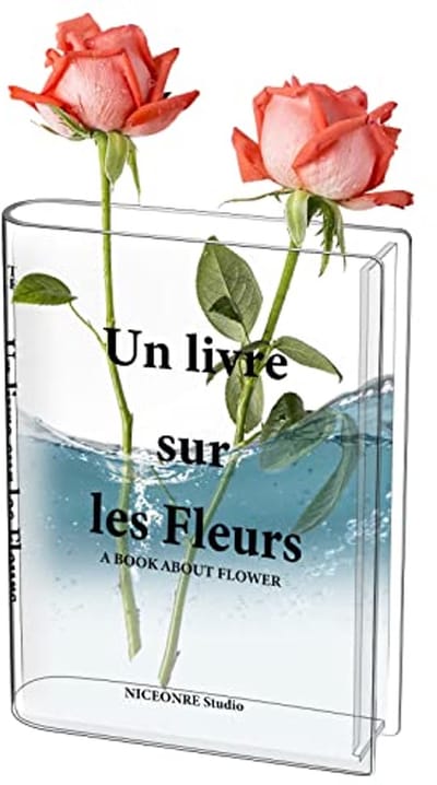 Transparante boekenvaas voor bloemen - Decoratieve vaas in boekvorm - Acryl middenstukken & woondecoratie