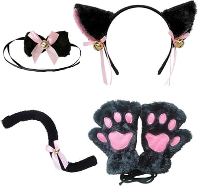Complete Cat Cosplay Set met Furry Oren, Staart en Pluche Handschoenen voor Halloween en Carnaval Feestjes