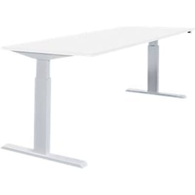 Schäfer Shop  Select NEVADA Bureautafel ,elektrisch in hoogte verstelbaar, breedte 1800 mm, eentraps H 715 - 1185 mm, wit blad en alu onderstel
