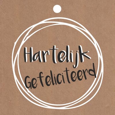 Luxe Bloemenkaartjes - Wenskaarten - Cadeaukaart - Bruin - Hartelijk Gefeliciteerd - 7x7cm - 20 Stuks - Met Boorgaatje