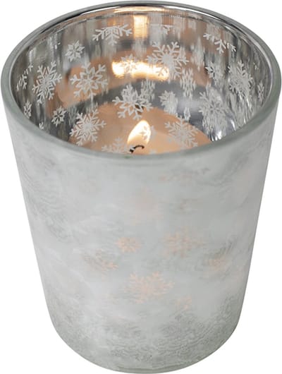 Theelichthouder sneeuw wit goud small 8cm*