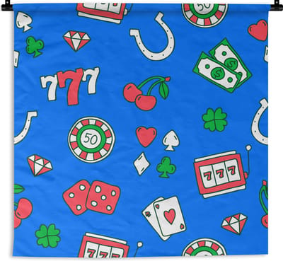 Wandkleed - Wanddoek - Patronen - Casino - Gokkast - Poker - 90x90 cm - Wandtapijt