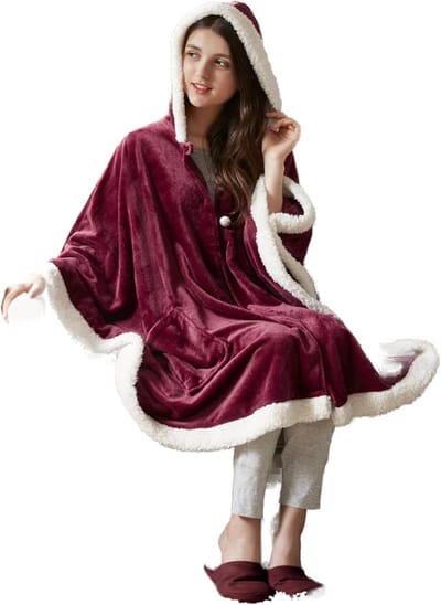 Luxe Pluche Deken Poncho met Mouwen en Zakken - Zacht & Warm Reisplaid (147x183 cm)