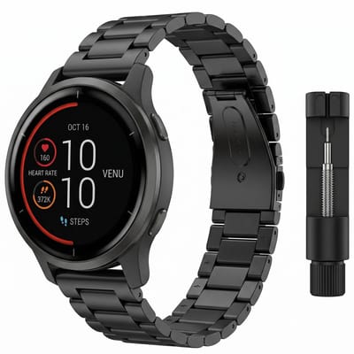 Geschikt voor Samsung Galaxy Watch 7 / 6 / 5 / 4 / 3 / FE Bandje – 40 / 41 / 44 mm – RVS Zwart – Verstelbaar Metalen Schakelband – Inclusief Inkortgereedschap